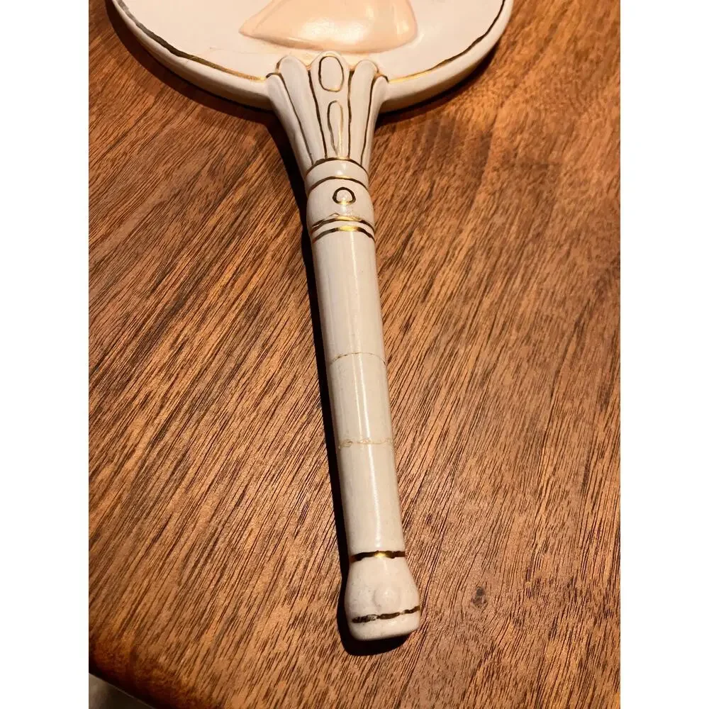 Vintage Hand‎ Mirror Ceramic Blonde Woman, French Inspired, McRae's 1970s, Old